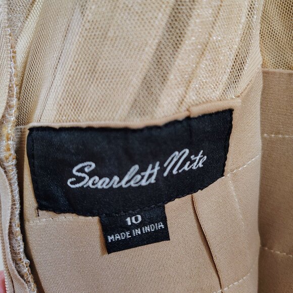 Scarlett Nite Champagne Tiered Ruffle Cocktail Dress Size 10 - Picture 4 of 6